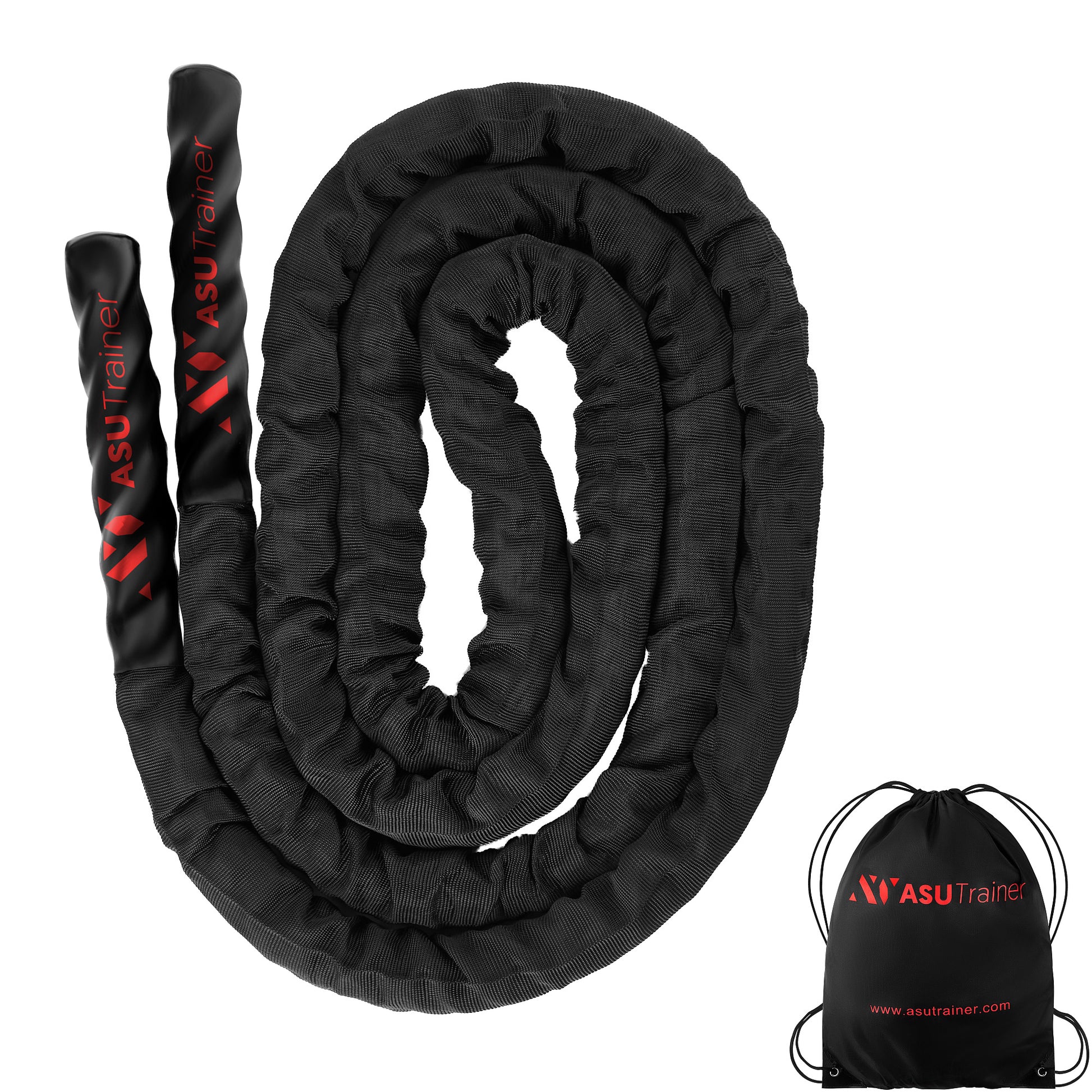 ASU Trainer Exercise Jump Rope Weighted Jump Ropes for Fitness with Nylon Sleeve and Bag 3lb, Size: 1inch×9.2ft, Black